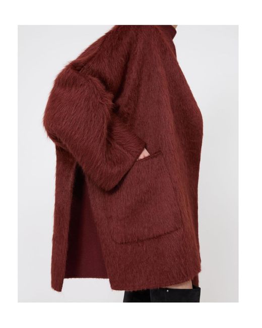 Max Mara Red Short Alpaca And Wool Coat