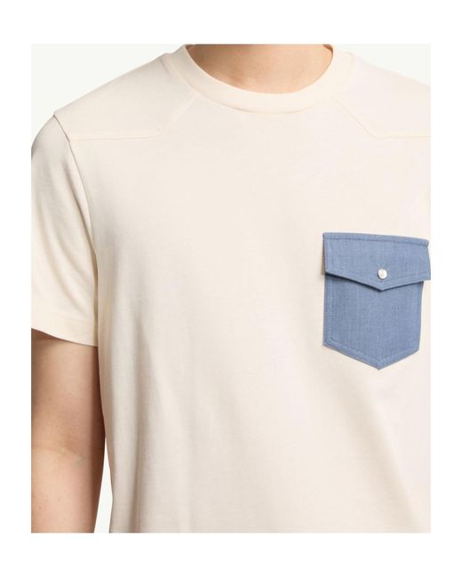 Moncler White Contrast Chest Pocket T-Shirt for men
