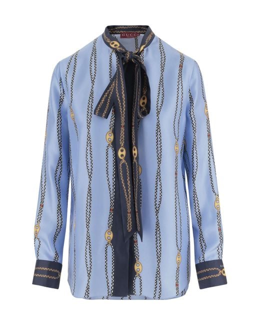 Gucci Blue Chain Printed Shirt