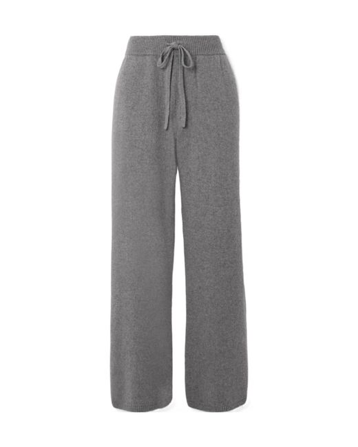 The Elder Statesman Gray Cashmere Wide-Leg Sweatpants