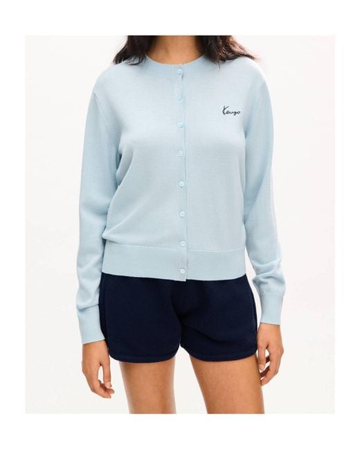 KENZO Blue Signature' Embroidered Cardigan