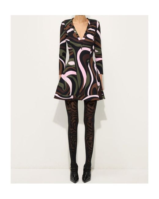 Emilio Pucci Black Marmo Print Compact Jersey Dress