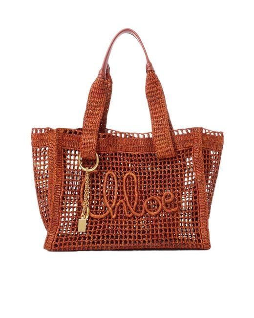 Chloé Red Chloé Summer Banana East-West Tote Bag
