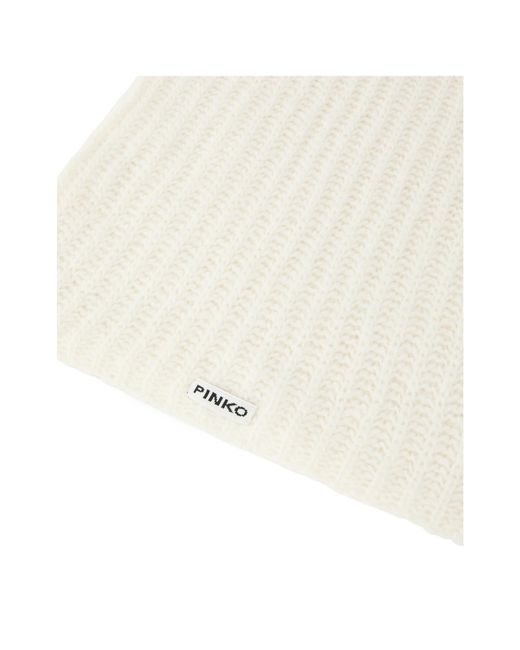 Pinko White Ribbed-Knit Scarf
