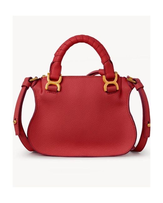 Chloé Red Debossed-Logo Leather Shoulder Bag