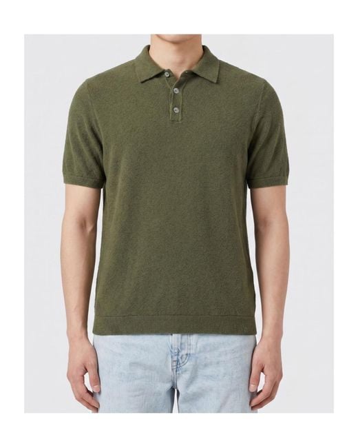 Roberto Collina Green Textured Knit Polo Shirt for men