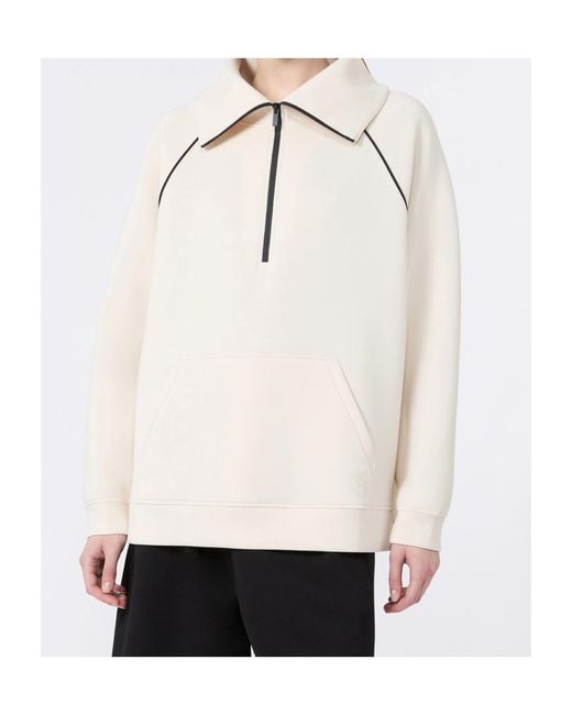 Weekend by Maxmara White Ballata Half-Zip Contrast-Piping Sweatshirt