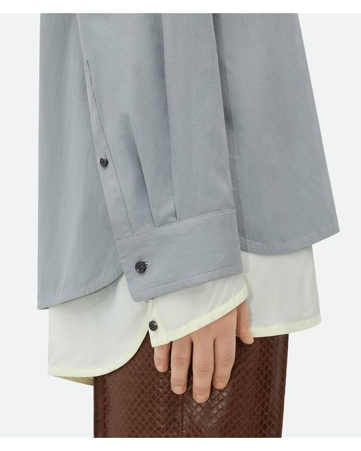 Bottega Veneta Gray Double Layer Long-Sleeved Shirt for men