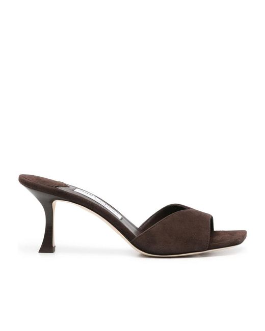 Jimmy Choo Brown 80Mm Skye Mules