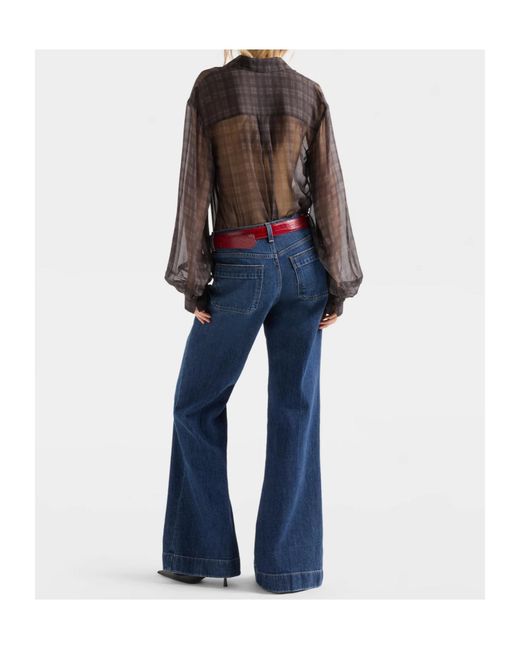 7 For All Mankind Black Lantern-Sleeve Shirt