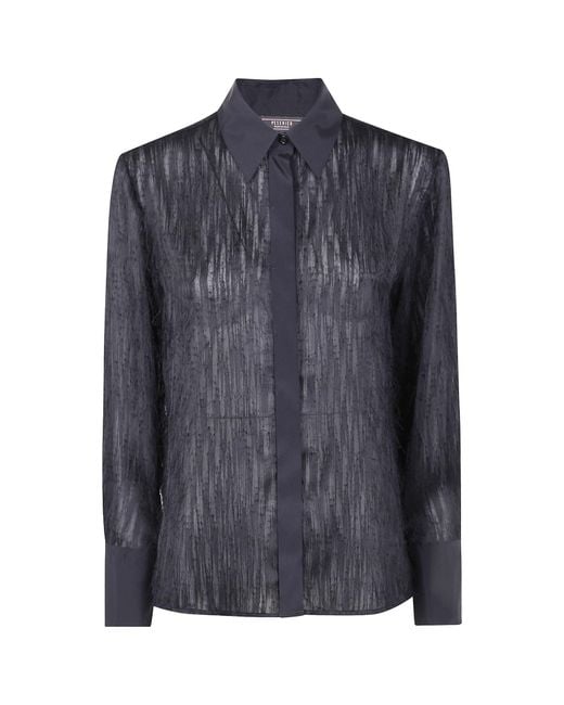 Peserico Blue Frayed-Effect Shirt