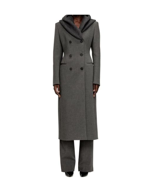 DIESEL Gray Golden Long Double-Breasted Coat