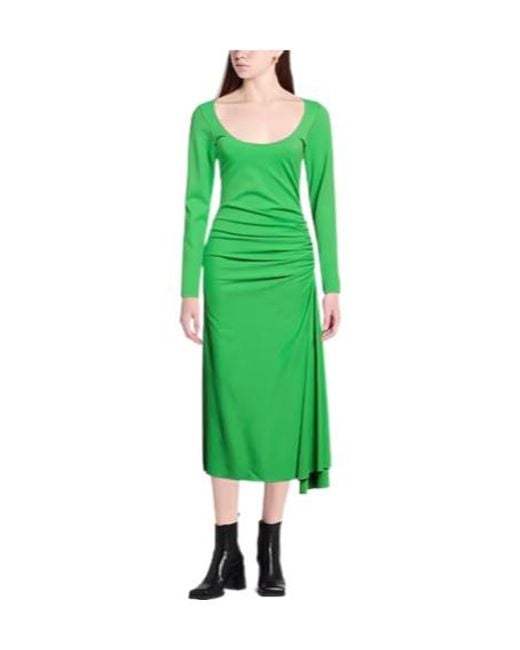 Marni Green Solid Color Long-Sleeve Dress