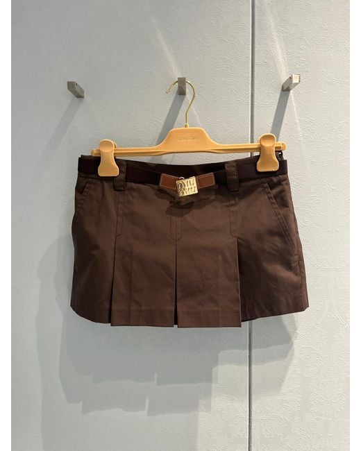 Miu Miu Brown Belted Mini Skirt