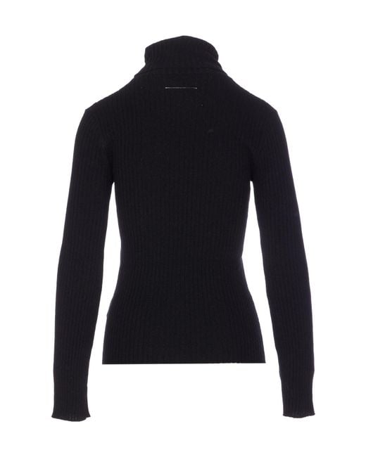 MM6 by Maison Martin Margiela Black Turtleneck Knit Sweater