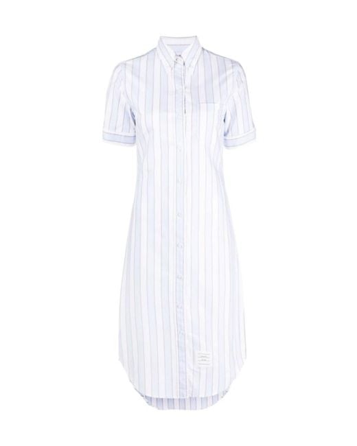 Thom Browne White Striped Poplin Shirtdress