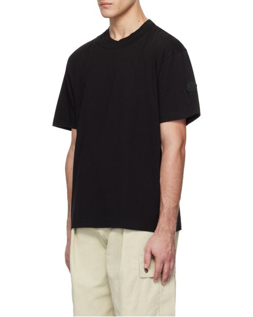 Moncler Black Double Collar Cotton T-Shirt for men