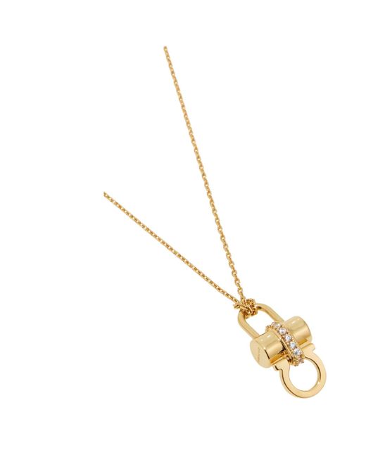 Ferragamo White Lock Pendant Necklace
