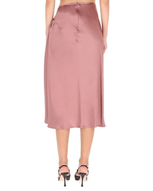 Dries Van Noten Pink 'Smila' Skirt With Knot Detail On The Front And Side Concealed Zip Closure