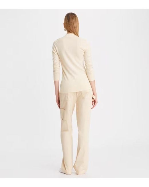 Tory Burch White V-Neck Button-Up Cardigan