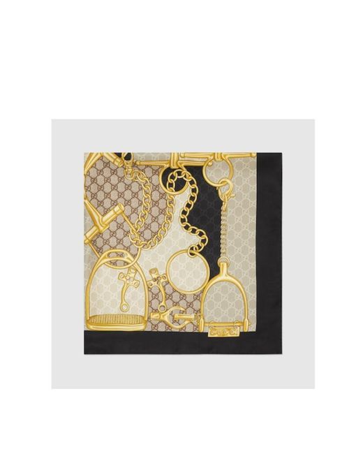 Gucci Metallic GG Horsebit Silk Scarf