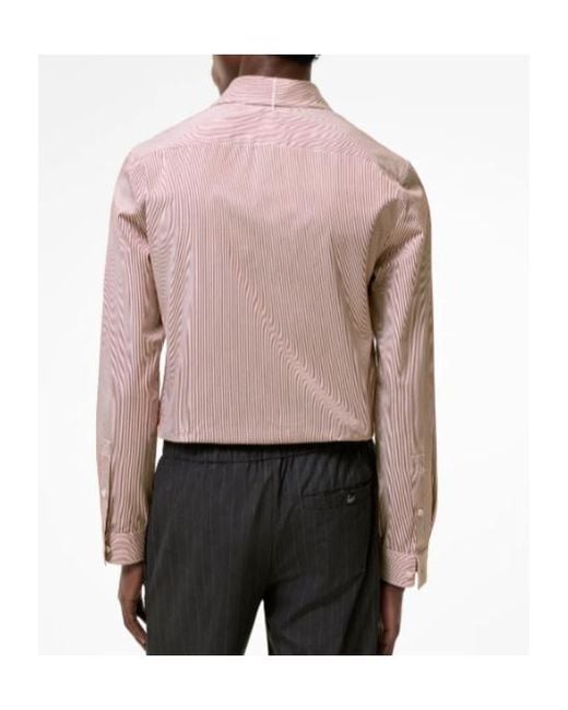 Burberry Pink Slim Fit Striped Cotton Shirt for men