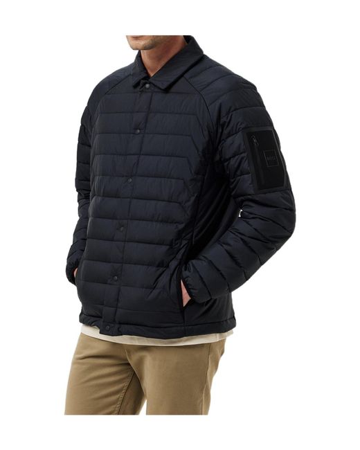 Boss Blue Quilted Down Shirt Jacket for men