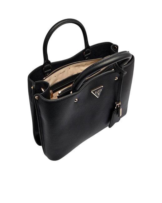 Guess Black Meridian Logo Plaque Top Handle Bag