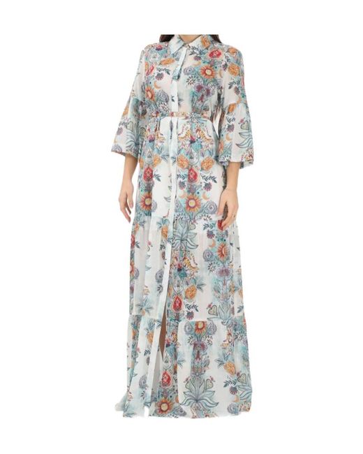 Just Cavalli White Long Dress With Pattern