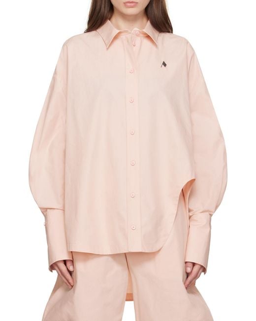 The Attico Natural The Logo Embroidered Buttoned Shirt