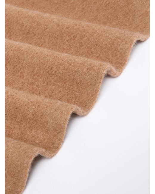 Max Mara Brown Logo Embroidered Fringe Scarf