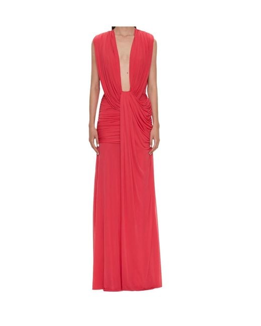 Christopher Esber Red Ripple Drape Gown