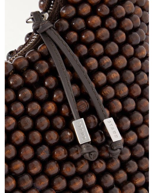 Staud Brown Reef Beaded Top-Handle Bag