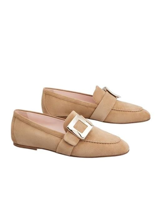 Roger Vivier Brown Logo-Engraved Flat Shoes