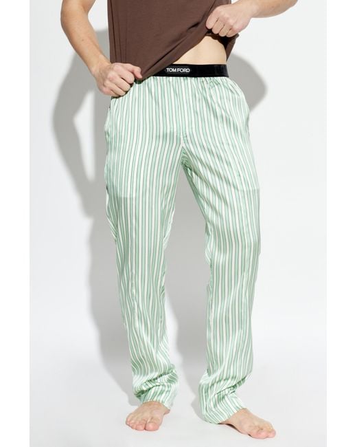 Tom Ford Green Striped Pajama Bottoms for men