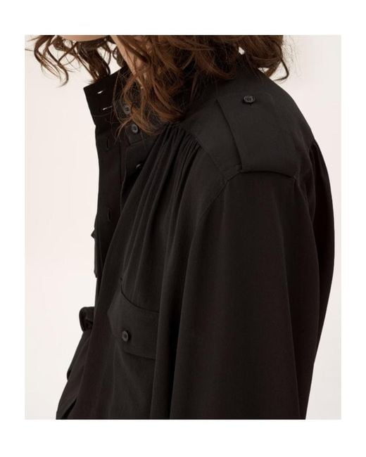 Chloé Black Chloé Gathered Long-Sleeve Blouse