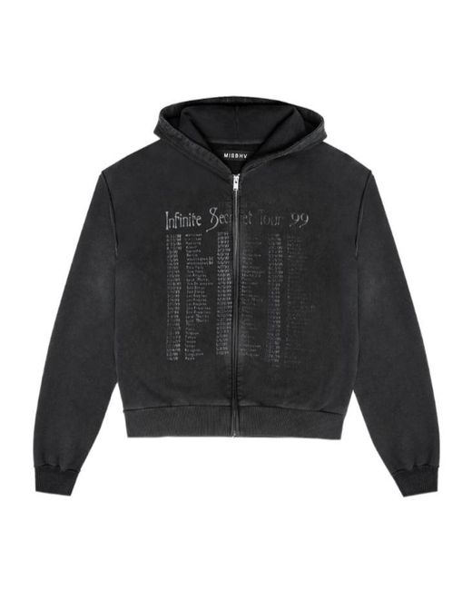 M I S B H V Gray Graphic-Print Zip-Up Hoodie for men