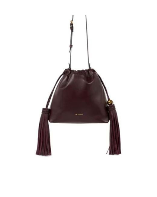 Etro Brown Mini Leather Kalispera Bag With Tassels