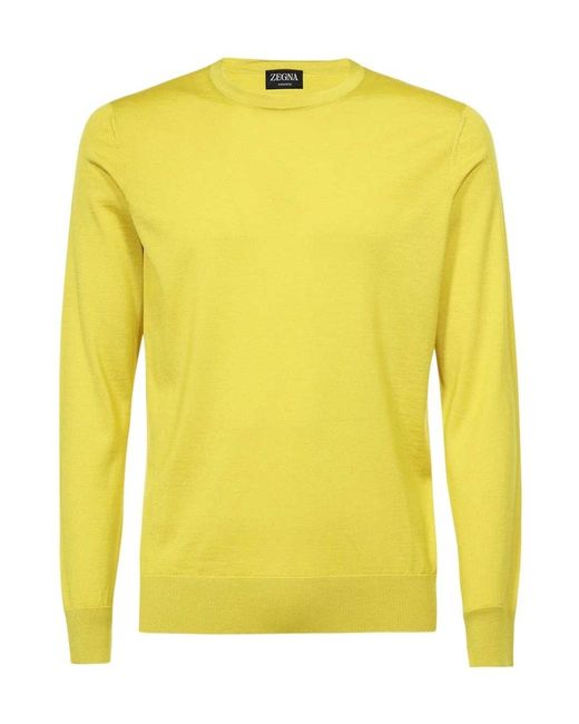 Zegna Yellow Logo Knitted Pullover for men