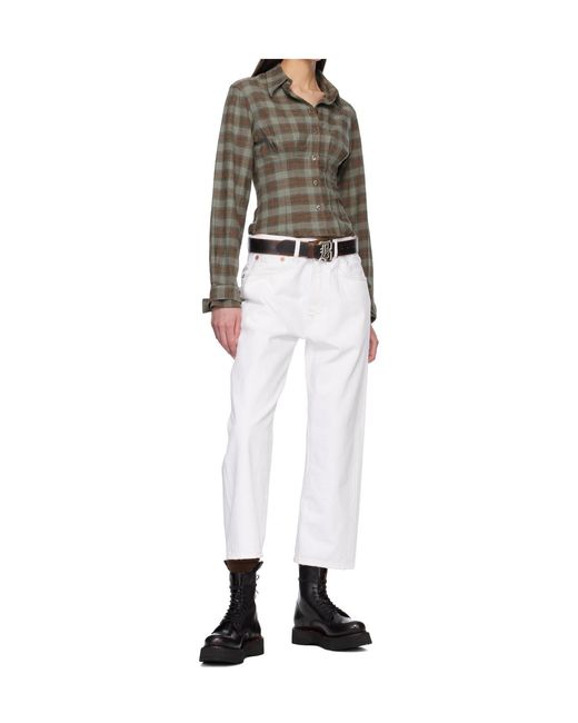 R13 White Belt Loop Jeans