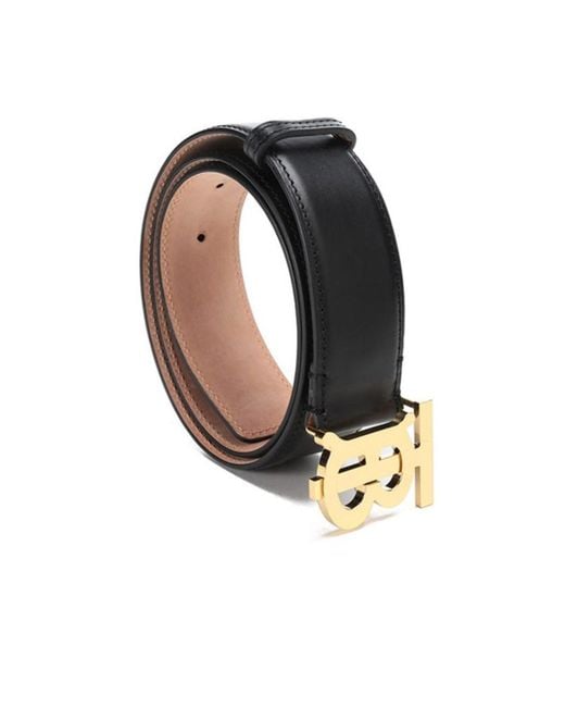 Burberry White Tb Plaque Buckle Belt