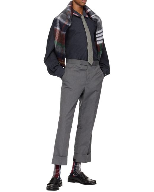 Thom Browne Blue Rwb Striped Curved Hem Shirt for men