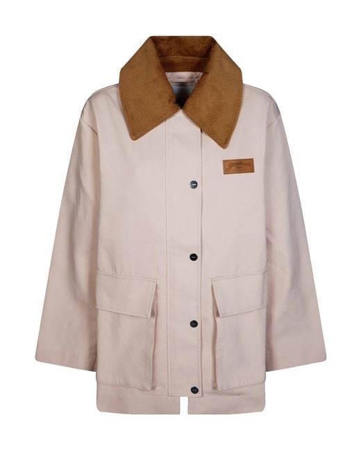 Ganni Brown Collared Long-Sleeved Casual Jacket