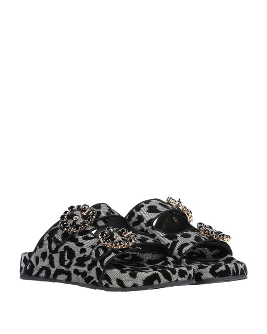 Dolce & Gabbana Black Leopard Print Rhinestone Sandals