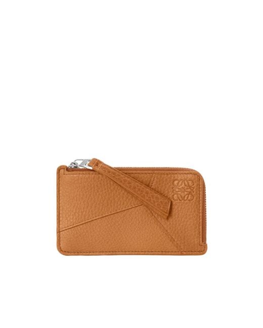 Loewe Brown Puzzle Coin Zip Cardholder for men