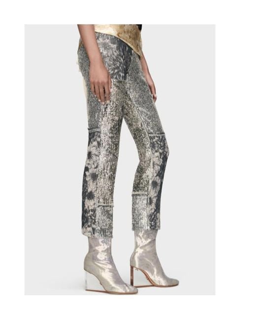 Maison Margiela Gray Floral Sequin Embellished Patchwork Trousers