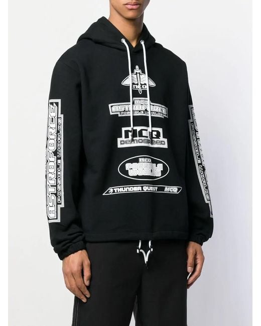 McQ Alexander McQueen Black Logo Pattern Printed Hooded Sweater for men