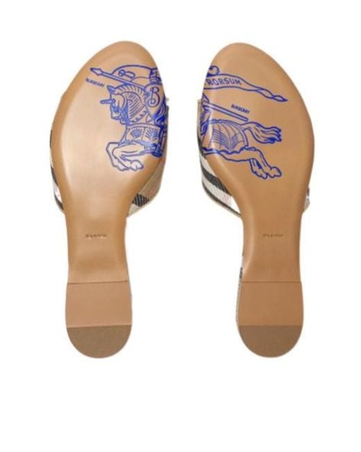 Burberry White Check Sloane Slides