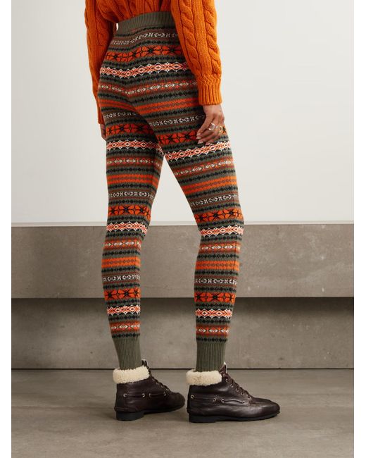 Bally Brown Jacquard Knit Wool Leggings