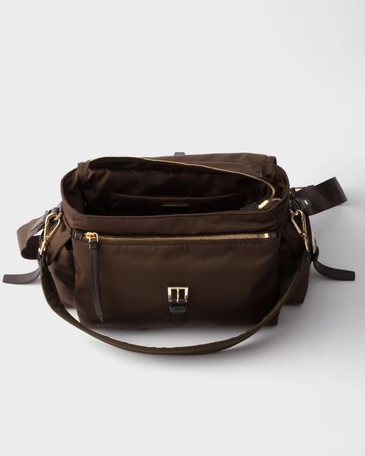 Prada Brown Explore Large Re-Nylon Shoulder Bag With Flap